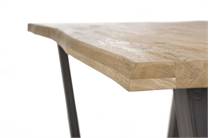 Henders en Hazel 190 (+ 50) x 100 cm Met Rand Boomschors + V-Vorm Metalen Poot uitschuiftafel