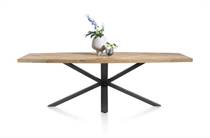 Henders en Hazel METALUXE ronde tafel eetkamertafel ovaal 240 x 110 cm met centrale kruispoot - fineer als fish bone Railway Brown