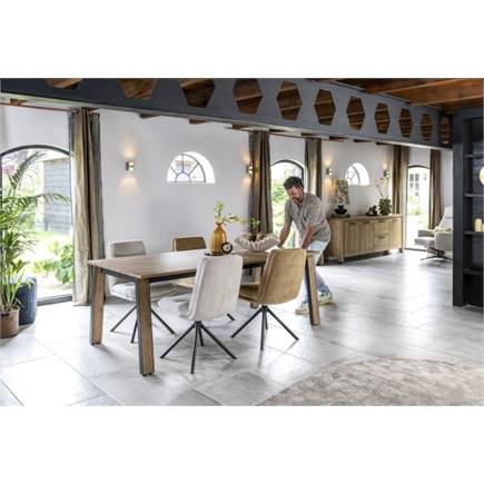 Henders en Hazel draaibaar - graphiet frame - stof Livigno Creme