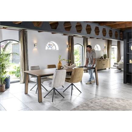 Henders en Hazel draaibaar - graphiet frame - stof Livigno Creme