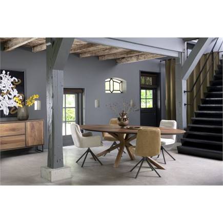Henders en Hazel draaibaar - graphiet frame - stof Livigno Creme