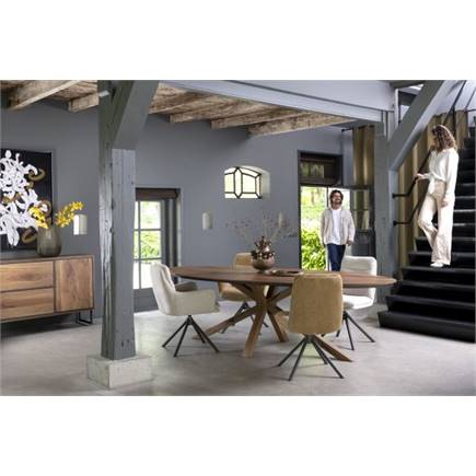 Henders en Hazel draaibaar - graphiet frame - stof Livigno Creme