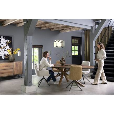 Henders en Hazel draaibaar - graphiet frame - stof Livigno Creme