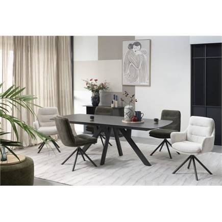 Henders en Hazel draaibaar - graphiet frame - stof Livigno Creme