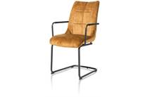 Henders en Hazel MISCHA eetkamer fauteuil swing rond + greep - stof karese Okergeel