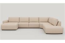 Henders en Hazel MURCIA hoekbank Longchair links+2.5-zits zonder armen+hoek+ottomane small rechts + pocket - enzo Champagne