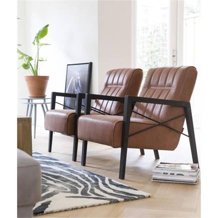 Henders en Hazel met houten arm vintage clay / white / black