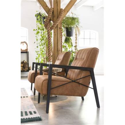 Henders en Hazel met houten arm vintage clay / white / black