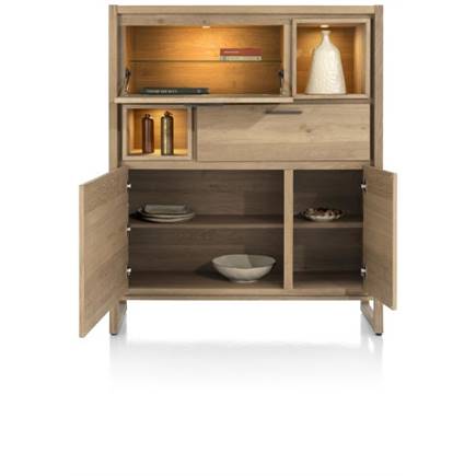 Henders en Hazel 125 cm. - 2-deuren + 1-lade + 1-klep + 2-niches (+ LED)