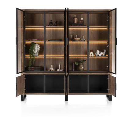 Henders en Hazel buffet 210 cm - 4-deuren + 4-glasdeuren (+ LED)