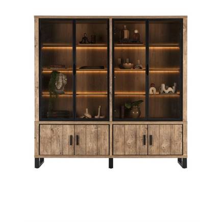 Henders en Hazel buffet 210 cm - 4-deuren + 4-glasdeuren (+ LED)