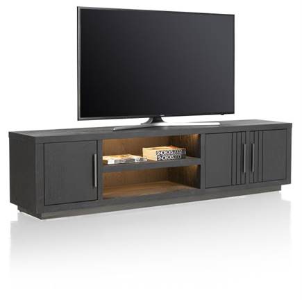 Henders en Hazel lowboard 200 cm - 3-deuren + 2-niches (+ LED) Castle Black