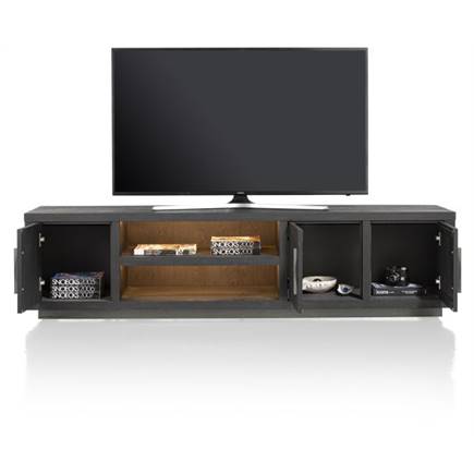 Henders en Hazel lowboard 200 cm - 3-deuren + 2-niches (+ LED) Castle Black