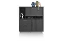 Henders en Hazel PAVIE bergkast 125 cm - 1-deur + 2-laden + 1-klep + 3-niches (+ LED) Castle Black