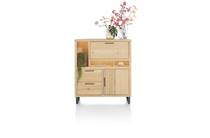 Henders en Hazel PAVIE bergkast 125 cm - 1-deur + 2-laden + 1-klep + 3-niches (+ LED) Natural