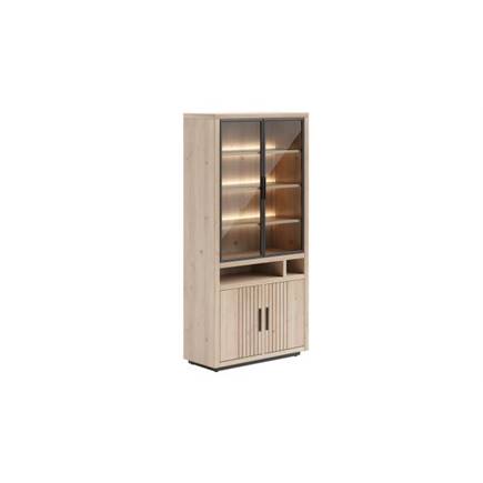 Henders en Hazel vitrine 100 cm - 2-glasdeuren + 2-deuren + 2-niches (+ LED) Natural