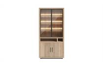 Henders en Hazel vitrine 100 cm - 2-glasdeuren + 2-deuren + 2-niches (+ LED) Natural bergkast