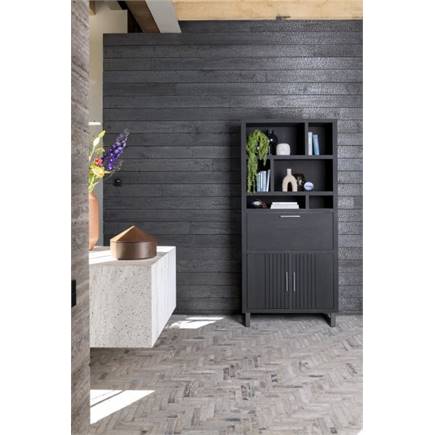 Henders en Hazel 100 cm - 2-deuren + 1-klep + 6-niches (+ LED) Castle Black