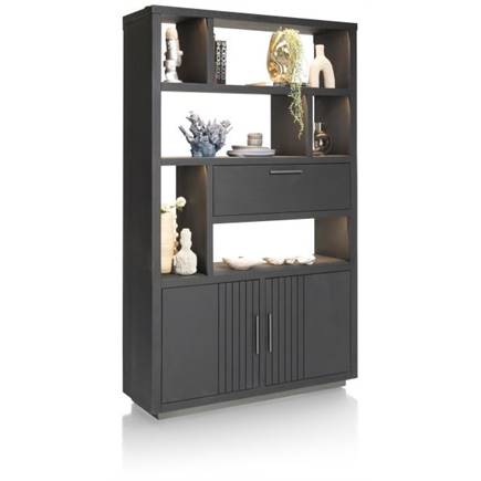 Henders en Hazel open 125 cm - 2-deuren + 1-klep + 6-niches (+ LED) Castle Black