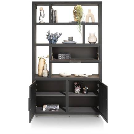 Henders en Hazel open 125 cm - 2-deuren + 1-klep + 6-niches (+ LED) Castle Black