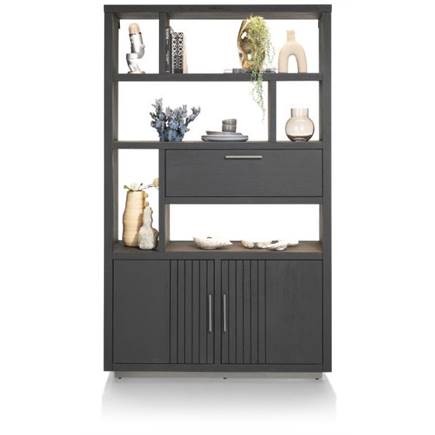 Henders en Hazel open 125 cm - 2-deuren + 1-klep + 6-niches (+ LED) Castle Black