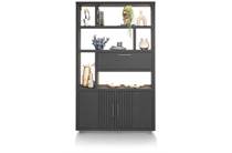 Henders en Hazel PAVIE bergkast open 125 cm - 2-deuren + 1-klep + 6-niches (+ LED) Castle Black