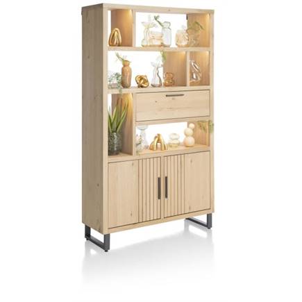 Henders en Hazel open 125 cm - 2-deuren + 1-klep + 6-niches (+ LED) Natural