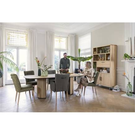Henders en Hazel open 125 cm - 2-deuren + 1-klep + 6-niches (+ LED) Natural