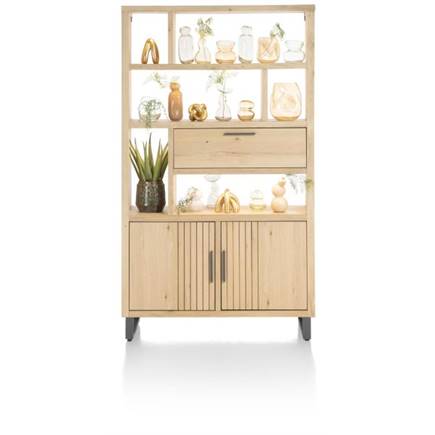 Henders en Hazel open 125 cm - 2-deuren + 1-klep + 6-niches (+ LED) Natural