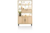 Henders en Hazel PAVIE bergkast open 125 cm - 2-deuren + 1-klep + 6-niches (+ LED) Natural