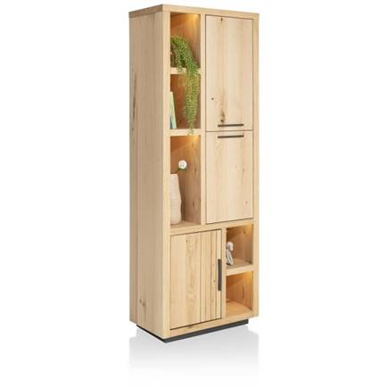 Henders en Hazel smal 75 cm - 3-deuren + 5-niches (+ LED) Natural