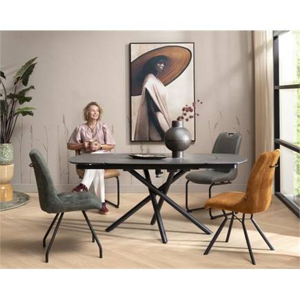 Henders en Hazel 120 (+ 2 x 30) x 90 cm - centrale poot - keramiek op glas Antraciet