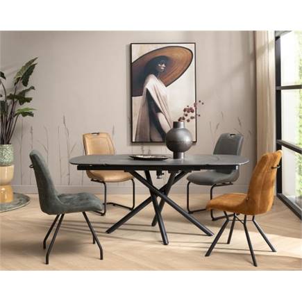 Henders en Hazel 120 (+ 2 x 30) x 90 cm - centrale poot - keramiek op glas Antraciet