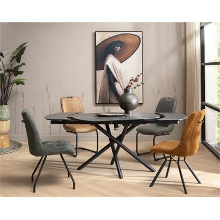 Henders en Hazel 120 (+ 2 x 30) x 90 cm - centrale poot - keramiek op glas Antraciet