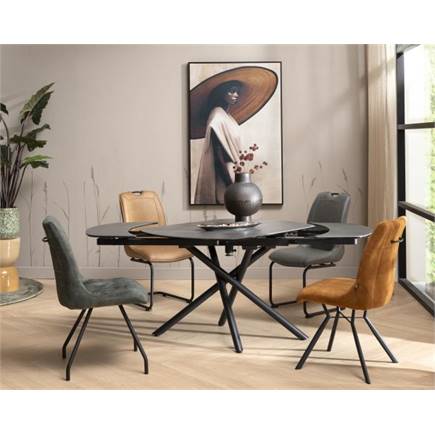 Henders en Hazel 120 (+ 2 x 30) x 90 cm - centrale poot - keramiek op glas Antraciet