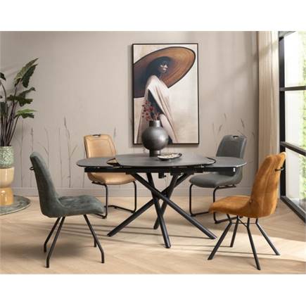 Henders en Hazel 120 (+ 2 x 30) x 90 cm - centrale poot - keramiek op glas Antraciet