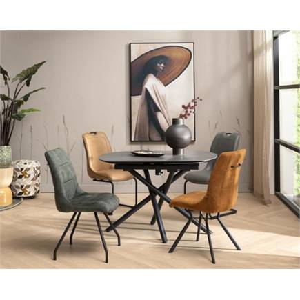 Henders en Hazel 120 (+ 2 x 30) x 90 cm - centrale poot - keramiek op glas Antraciet