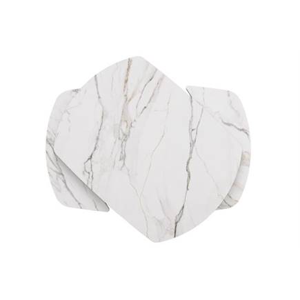 Henders en Hazel 120 (+ 2 x 30) x 90 cm - centrale poot - keramiek op glas Wit