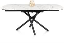 Henders en Hazel PRESTON uitschuiftafel 120 (+ 2 x 30) x 90 cm - centrale poot - keramiek op glas Wit