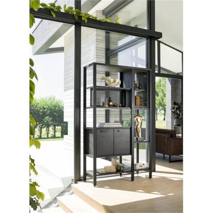 Henders en Hazel roomdivider 120 cm - 2-glasdeuren + 4-deuren + 6-niches Castle Antraciet