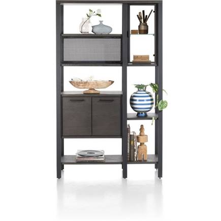 Henders en Hazel roomdivider 120 cm - 2-glasdeuren + 4-deuren + 6-niches