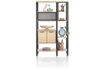 Henders en Hazel roomdivider 120 cm - 2-glasdeuren + 4-deuren + 6-niches Natural bergkast