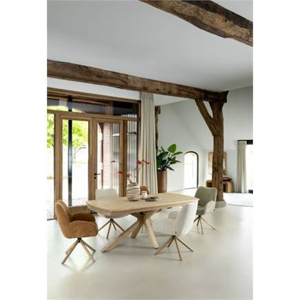 Henders en Hazel 4-poots naturel eiken - draaibaar + pocket - stof Cadiz Koper