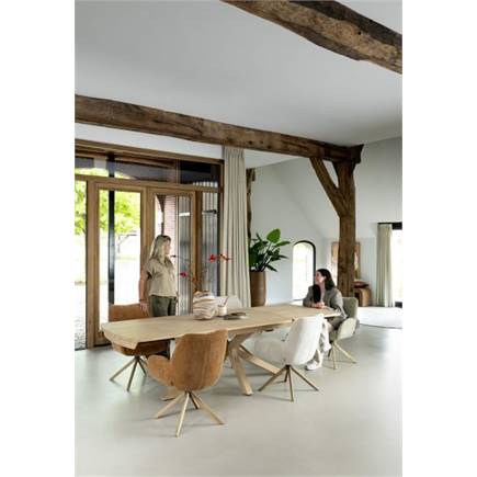 Henders en Hazel 4-poots naturel eiken - draaibaar + pocket - stof Cadiz Koper