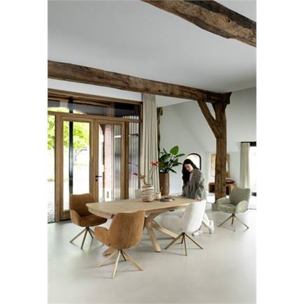 Henders en Hazel 4-poots naturel eiken - draaibaar + pocket - stof Cadiz Koper