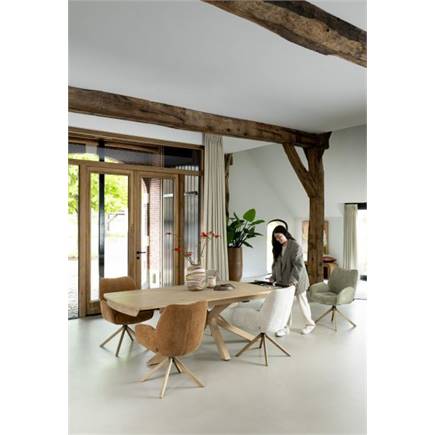 Henders en Hazel 4-poots naturel eiken - draaibaar + pocket - stof Cadiz Koper