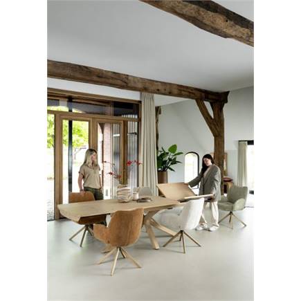 Henders en Hazel 4-poots naturel eiken met relaxsysteem - draaibaar + pocket - stof Taurus Off Black