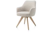 Henders en Hazel ROCCO eetkamer fauteuil draaibaar + pocket - naturel eiken - stof Brioni Creme