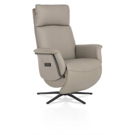 Henders en Hazel relax- - 3-motoren - graphiet poot - elektrische hoofdsteun - leder Maine taupe