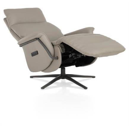Henders en Hazel relax- - 3-motoren + accu - graphiet poot -elektrische hoofdsteun-leder Maine taupe